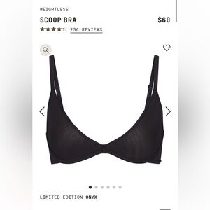SKIMS WEIGHTLESS SCOOP BRA ONYX 36DD NWT